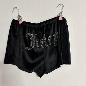 Juicy Couture Size Large Velor Black Low Rise Super Comfy Mcbling Shorts